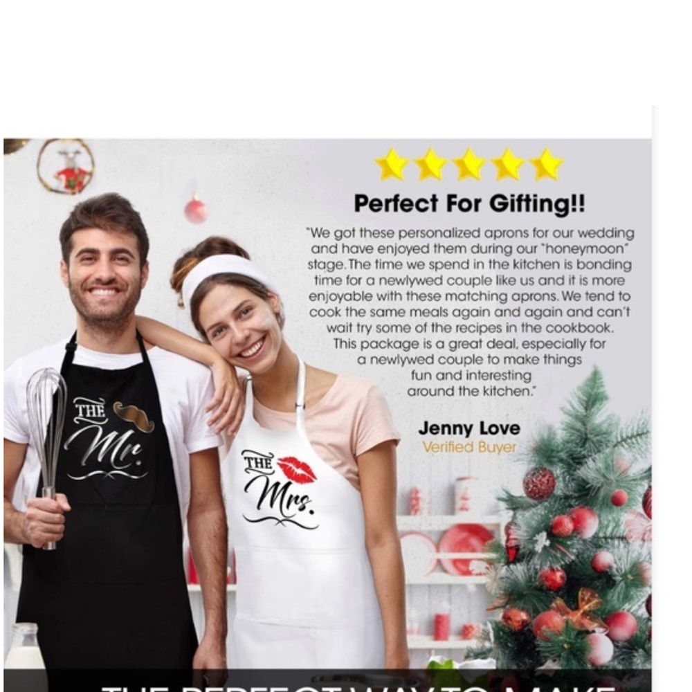 Deluxy Mr. and Mrs. Apron Set Oven Mitts Pot Holder Recipe Book - Picture 2 of 5